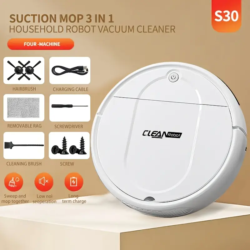 TEMU Best Seller Robot Cleaner, 3 in One Vacuum Cleaner, Suitable for Floor Cleaning, Pet Hair Cleaning, Paper and Garbage Cleaning, Multi-functional Robot Vacuum Cleaner, 5000Pa Suction, 120 Minute Battery Life, Powerful Cleaning