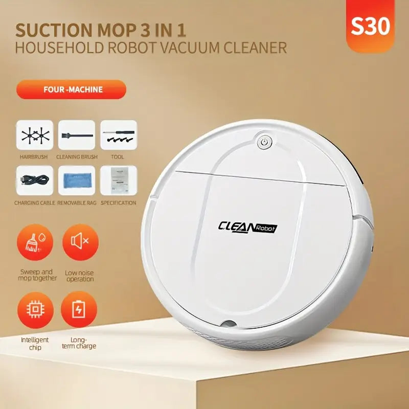 Three in One Vacuum Cleaner, Suitable for Floor Cleaning, Pet Hair Cleaning, Paper and Garbage Cleaning, Multi-functional Robot Vacuum Cleaner, 1500Pa Suction, 150 Minute Battery Life, Powerful Cleaning