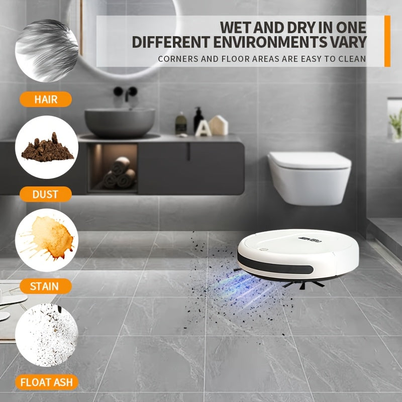 3 in One Vacuum Cleaner, Suitable for Floor Cleaning, Pet Hair Cleaning, Paper and Garbage Cleaning, Multi-functional Robot Vacuum Cleaner, 1500Pa Suction, 120 Minute Battery Life, Powerful Cleaning