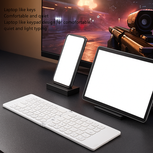 Smart Keyboard，Design For Work Or Fun,Latest-Tech Foldable Keyboard, Rechargeable Magnetic 7.3mm Ultra Slim and Compact Keyboard with Media Hotkeys for Computer Desktop PC Laptop Smart TV
