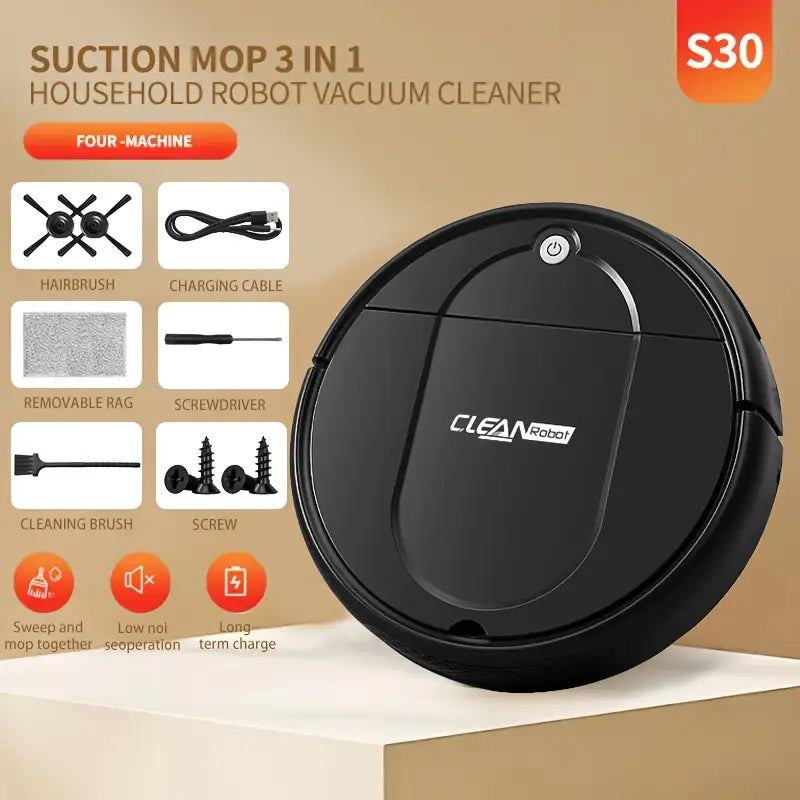 Three in One Vacuum Cleaner, Suitable for Floor Cleaning, Pet Hair Cleaning, Paper and Garbage Cleaning, Multi-functional Robot Vacuum Cleaner, 1500Pa Suction, 150 Minute Battery Life, Powerful Cleaning