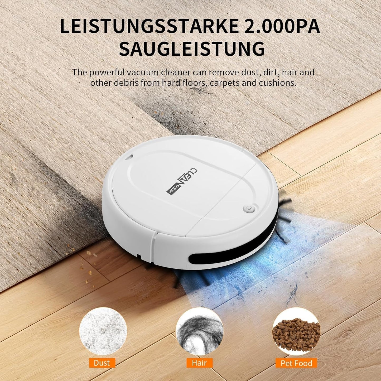 Robot Vacuum and Mop Combo, Robot Vacuum Cleaner,3-in-1 Robot Vacuum, Low Noise, Slim Design, Anti-Tangle, Advanced Obstacle Avoidance, Perfect for pet Hair, Carpets, and Hard Floors