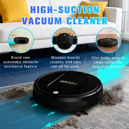 TEMU Best Seller Robot Cleaner, 3 in One Vacuum Cleaner, Suitable for Floor Cleaning, Pet Hair Cleaning, Paper and Garbage Cleaning, Multi-functional Robot Vacuum Cleaner, 5000Pa Suction, 120 Minute Battery Life, Powerful Cleaning