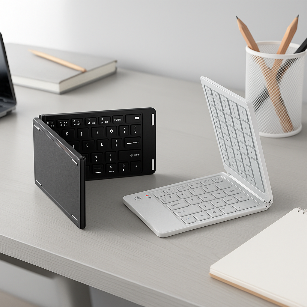Smart Keyboard，Design For Work Or Fun,Latest-Tech Foldable Keyboard, Rechargeable Magnetic 7.3mm Ultra Slim and Compact Keyboard with Media Hotkeys for Computer Desktop PC Laptop Smart TV