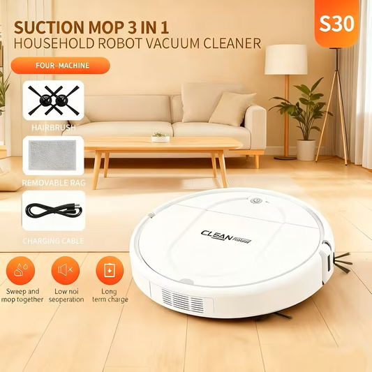 3 in One Vacuum Cleaner, Suitable for Floor Cleaning, Pet Hair Cleaning, Paper and Garbage Cleaning, Multi-functional Robot Vacuum Cleaner, 1500Pa Suction, 120 Minute Battery Life, Powerful Cleaning
